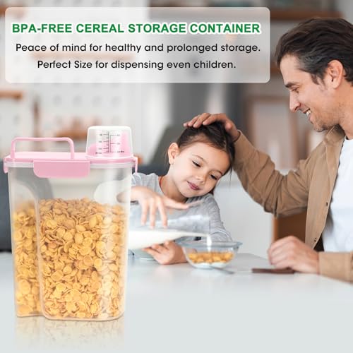 TBMax 2 Pack Airtight Rice Container 5 Lbs +10 Lbs, Cereal Container Oatmeal Storage with Easy-pouring Spout & Handy Cup for Flour Grain Beans, Pet Dog Cat Bird Food Storage Dispenser -Pink - color: Pink 3+6Qt
