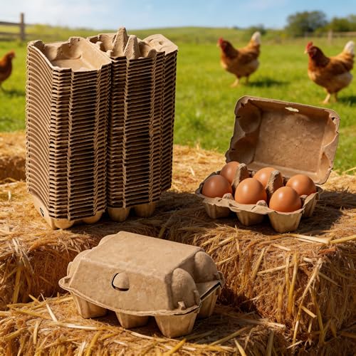 40 Pack Egg Cartons Cheap Bulk, 6 Count Egg Storage Containers Holder, Sturdy Natural Pulp Material Perfect for Storing Extra Eggs - color: 6 Count, 40 Pack