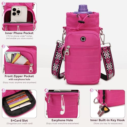 Water Bottle Carrier bag with Strap Phone Pocket for Walking, Hiking, Cycling - color: 7-Red1, size: 32oz-40oz