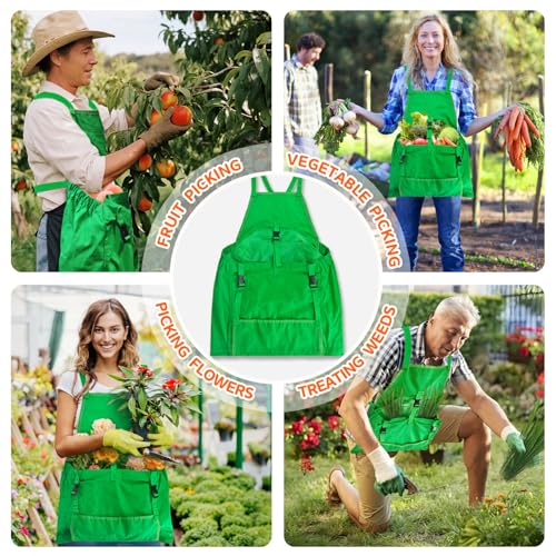 Gardening Apron Harvest Apron with Pockets, Green Garden Apron, Adjustable Waist Belt - color: Cross Back Apron