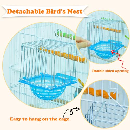 4 Pack Bird Hatching Nest Canary Cage Breeding Nest Parrot Shelter Bowl Pearl breeding Box with Barbed Wire Partition