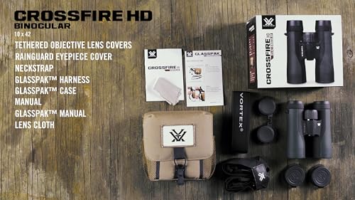 Vortex Crossfire HD 10x42 Binoculars | HD Optics, Tripod Adaptable, Waterproof, Fogproof, Shockproof, Included GlassPak Harness - Unlimited, Unconditional Warranty - color: Green, size: 10x42