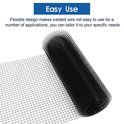 48'' x 50' 1/2inch Hardware Cloth 19 Gauge Black Vinyl Coated Welded Fence Mesh for Home and Garden Fence and Home Improvement Project - size: 48'' x 50'-19 Gauge