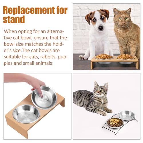 6 Pcs Stainless Steel Cat Bowls, Metal Shallow Cat Bowls Whisker Friendly | 5.5Inch Shallow Wide Cat Food Dishes, Replacement Basic Cat Plates