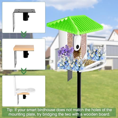 YINGYM Bird House Pole for Outdoors with Metal Squirrel Baffle, 95 Inch | Adjustable Bird Feeder Stand Pole with 2-Hooks for Hanging, Heavy Duty Metal Mounting Kit for Garden, Backyard and Patio - size: 95 inch with baffle