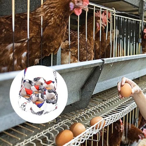 Egg Collecting Basket, Eggs Gathering Basket Canvas Egg Bags with 7 Pouches for Farmhouse Chicken Hen Duck Goose Housewife Garden Transporting Storage - color: White