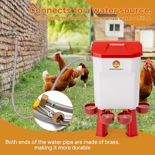 Automatic Chicken Waterer,Float-Controlled Large Watering System with Stainless Steel Metal Hose,Suitable for Quail,Ducks,and Other Poultry