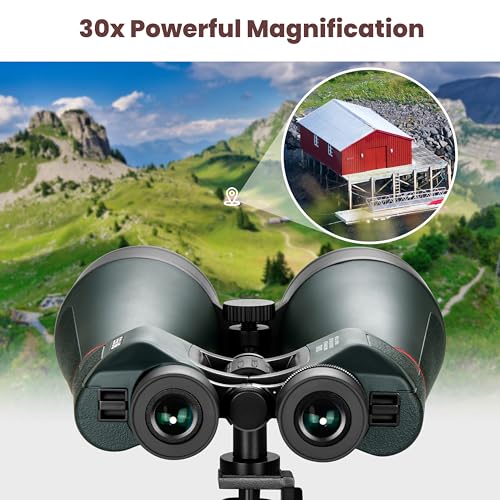 ESSLNB 30x80 Astronomy Binoculars Giant for Adults, Waterproof Outdoor Binoculars for Travel Stargazing Bird Watching Hunting with Built-in Tripod Adapter and Carrying Bag (Black) - color: Black