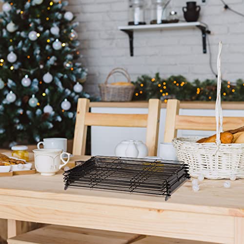 Geesta 2/3/4-Tier Upgraded Collapsible Cooling Rack with Adjustable 3 Setting Design Stackable Roasting Cooking Drying Wire Cooling Rack for Cookies Baking Gifts for Women - color: Black