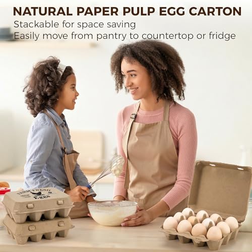50 Pack Egg Cartons, 3x4 Style Paper Pulp Egg Trays with Printed Design, Sturdy & Reusable Egg Holder 12 Count Dozen Chicken Egg Storage Tray for Farmers, Home Use & Transport - style: 50Pcs Egg Carton with Printed