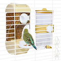 Automatic Bird Feeder Waterer Kit Bird Cage Hanging Waterer Parakeet Leak-Proof Feeder Parrot Vegetable Clips Cage Accessories for Budgies Lovebirds Finches Canaries Parrotlets Conures (Yellow) - color: Yellow