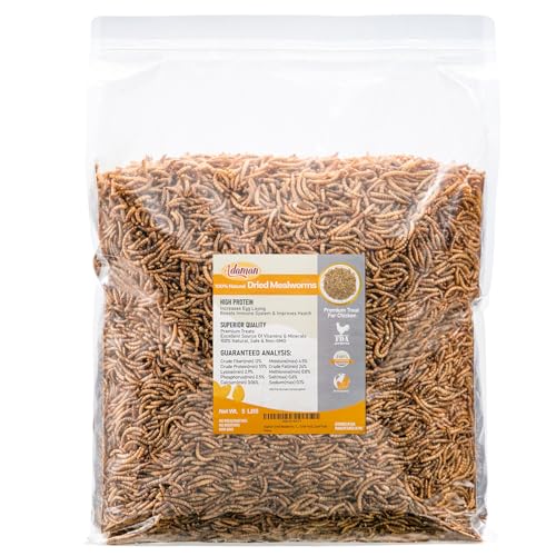 Adaman Dried Mealworms -5 LBS- 100% Natural High Protein Mealworms - Bulk Meal Worms for Blue Birds, Chickens, Ducks - Best Chicken Treats, Bird Food, Turtle Food - size: 5 Pound (Pack of 1)