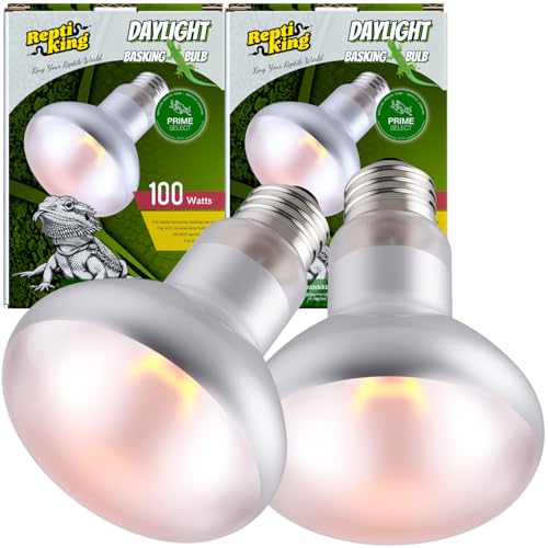 Reptile Heat Bulb Lamp, 2-Pack 100W Daylight Basking Spot, Bearded Dragon/Turtle/Lzard/Gecko Light Bulb, UVA Heat Lamp, Basking Light for Reptiles - size: 100W
