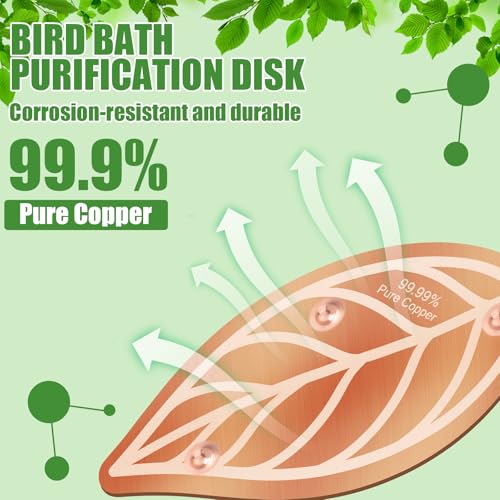 4 Pack Pure Copper Disk for Bird Bath Water Cleaner,Leaf | Triple-point Support, Outdoor Bowl Purification, Algae Prevention Safe, Pure Copper Discs, Flower Petal Design Shapes - size: Leaf