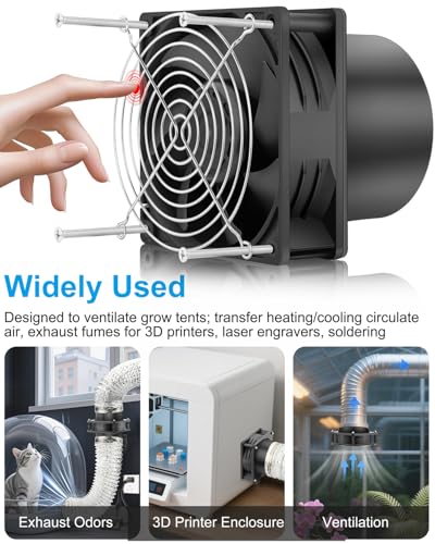 GDSTIME 120mm x 38mm 12V DC Axial Fan w/ 4 Inch Duct Flange Variable Speed | 110V 120V AC Powered, Dual Ball, Small Air Exhaust Fume Smoke Extractor Kit, for Soldering, 3D Printer Enclosure Ventilation - style: 1238 Fan + 1 Flange