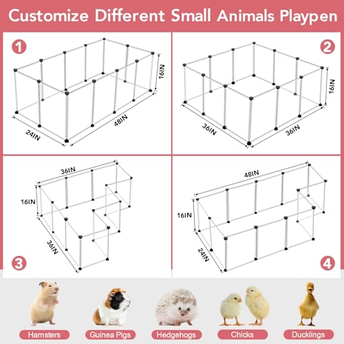 VISCOO 12 Panels Small Animals Playpen,48"x24"x16" Portable Pet Playpen | Puppy Play Pen Indoors Outdoor,Pet Fence for Guinea Pigs,Bunny,Ferrets,Hamsters,Hedgehogs,Plastic Enclosure - color: Transparent, style: 12 Panels - 48"L x 24"W x 16"H