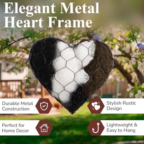 Handmade Alpaca Fiber Nesting Heart – Soft Natural Holder for Wild Birds, Garden Trees, Winter Shelter & Bird Lover Gift