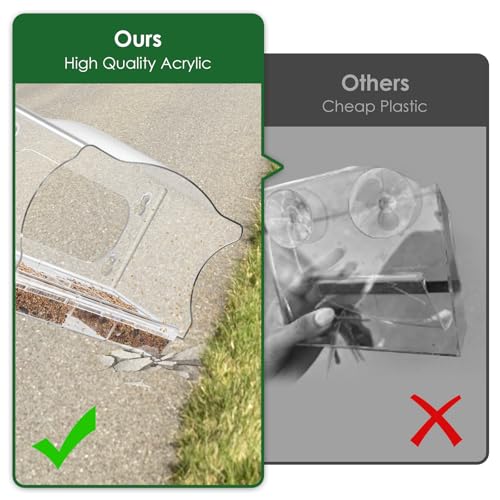 Clear Window Bird Feeder with 4 Extra-Strong Suction Cups | Built-in water trough and drainage holes, large view transparent bird house for outside, bird watching gift for parents