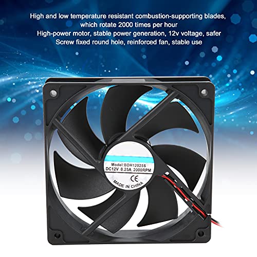 Incubator Fan, 2000RPM / H 12V Low Noise Incubator Exhaust Fan Heat Dissipation Incubator Cooling Fan for 48/56 Incubators, Plastic Material