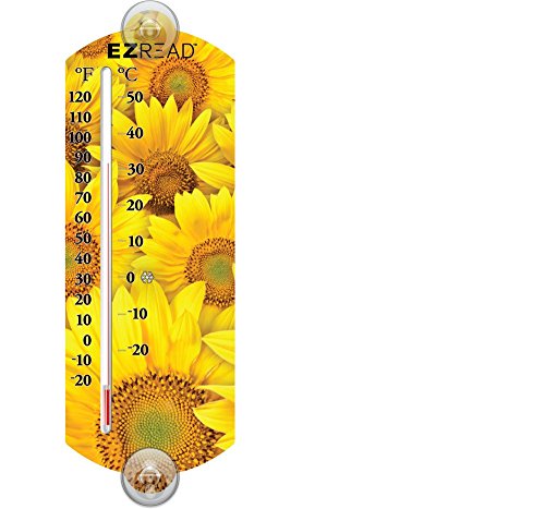 Headwind Consumer Products 840-0056 EZREAD Indoor/Outdoor Thermometer with Sunflowers 10" - color: Yellow