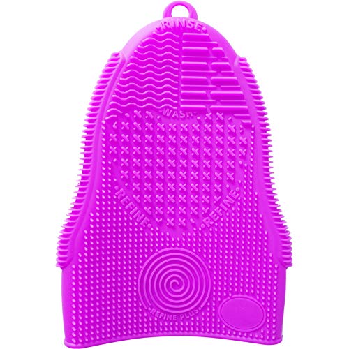Makeup Brush Cleaner Glove Mat Mitt Silicone Cosmetic Cleaning Scrubber Tool Face Brushes and Eye Brush Washing Pad Light Purple - color: Light Purple