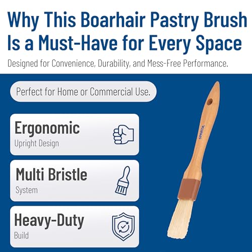 SPARTA Kitchen Basting Brush – 4037200 Basting Brush for Cooking Flat Boar Bristle Brush, Hardwood Handle for Kitchens, Restaurants, Catering, High Heat Food Prep, 1in, Pack of 12 - size: 1" Wide Flat Brush