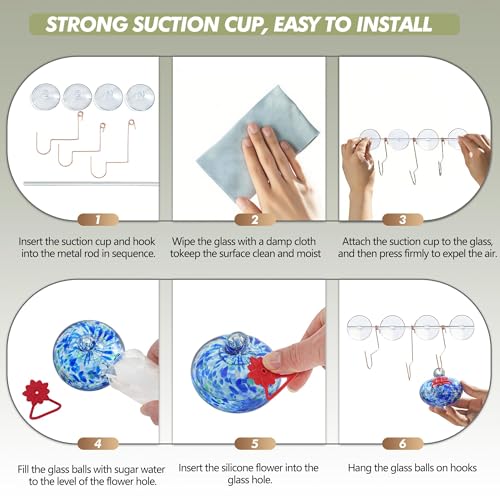 3PCS Window Hummingbird Feeder with Suction Cups(Blue) - color: Blue
