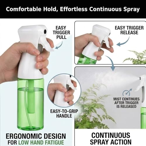 VIGOR PATH Continuous Fine Mist Spray Bottle – 6.7oz/200ml Refillable Water Mister for Hair, Cleaning, Plants & Beauty (Variety Pack) - color: VARIETY PACK OF 4