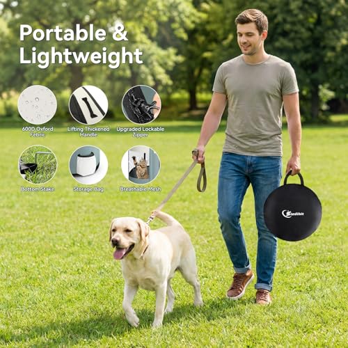 Siedihit 35" Dog Playpen,Cat Puppy Pen, Pet Portable Crate Indoor Outdoor | Durable Travel Camping Use,Foldable Dog Kennel Tent Cage for Rabbit Small Animals with Carrying Case (Grey, Large) - color: Grey, size: Large