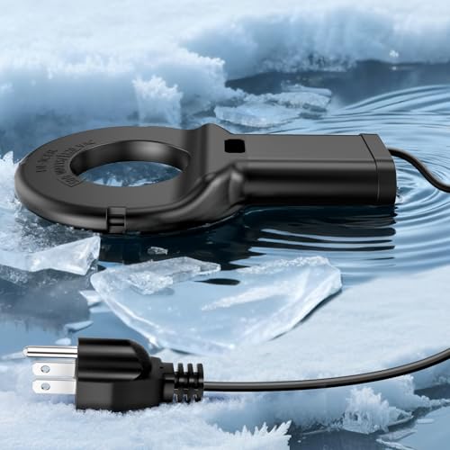 500W Utility De-Icer with Thermostat, Durable Cast Aluminum Submersible Water Heater for Bird Bath, Chicken Water, Livestock Tank, 9.8ft Cord, Black - size: 500W