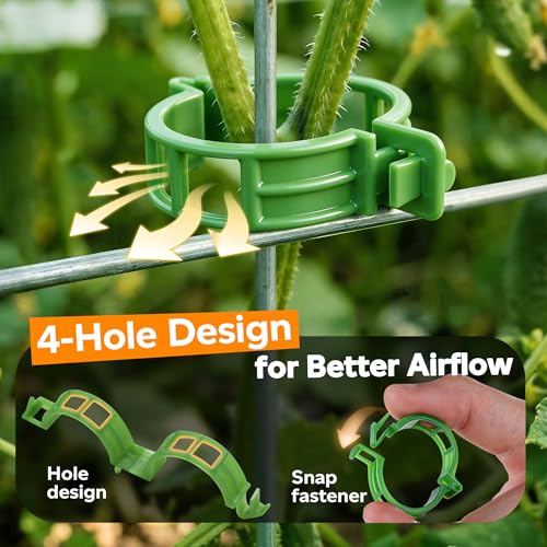 100Pcs Tomato Clips for Climbing Plants Trellis Plant Support Clips | Reusable Plastic Clips for Supporting Grape Tomato Vine and Vegetables Plants to Grow Upright Makes Plants Healthier (Green) - color: Green
