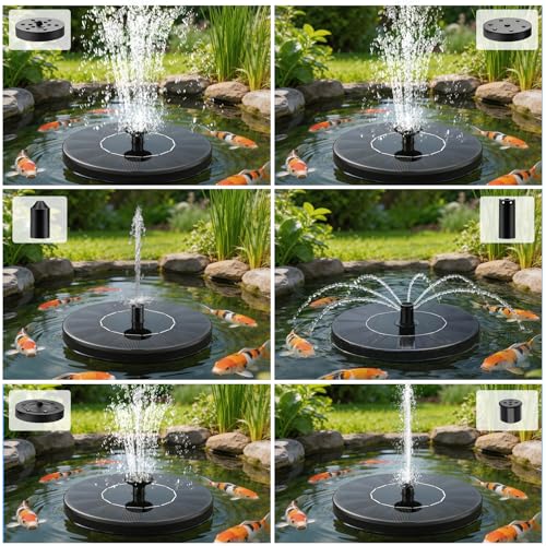 Solar Fountain, Floating Solar Water Pump with 6 Nozzles & 4 Fixed Pipes, Solar Fountain for Bird Bath, Garden, Pond, Pool - color: 1.5w Solar Water Fountain