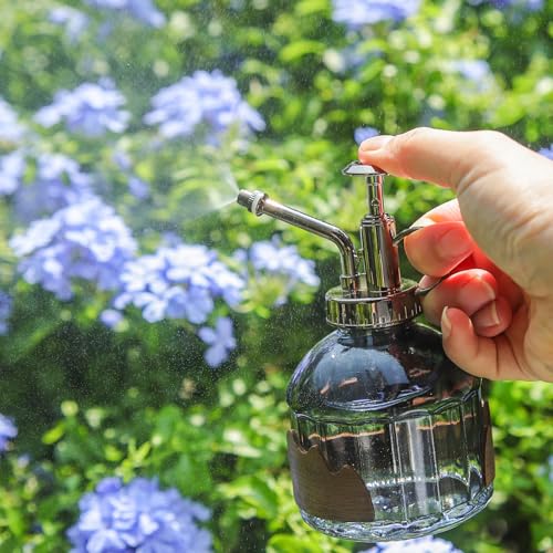 Plant Mister Spray Bottle Vintage Glass Fine Mist Spritzer 6.7OZ | Gray Spray Bottles, Misters Mini Watering Can Glass Sprayer Misting for Garden Plants Indoor Outdoor Decor Cleaning - color: D-Distant Hill