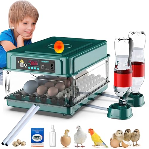 Egg Automatic Incubator | 24-60 Eggs, Intelligent Incubators for Hatching Eggs, Poultry Hatching Machine, For Chicken Duck Goose Quail Bird Pigeon