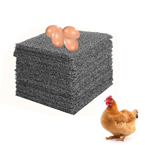 12 Pack Chicken Nesting Pads, Washable Nesting Box Liners for Chicken Coop, Reusable Plastic Nest Box Pads, Cuttable Chicken Laying Mats, 12×12×0.8”