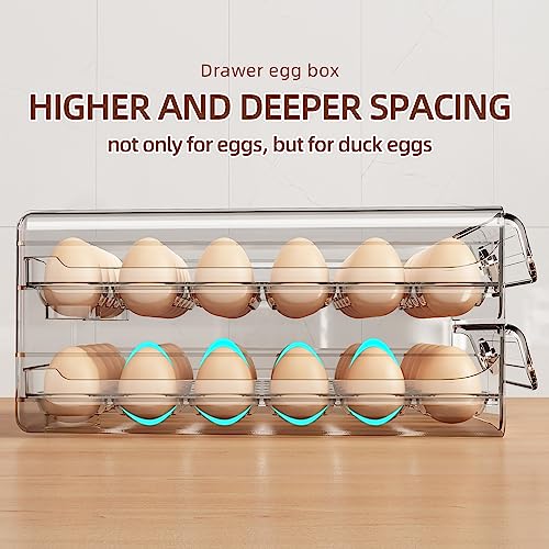 60 Egg Holder for Fridge, Egg Container for Refrigerator, Stackable Egg Storage Container, Egg Fresh Storage Box for Fridge, 2Layers Egg Tray, Clear Egg Organizer, BPA Free