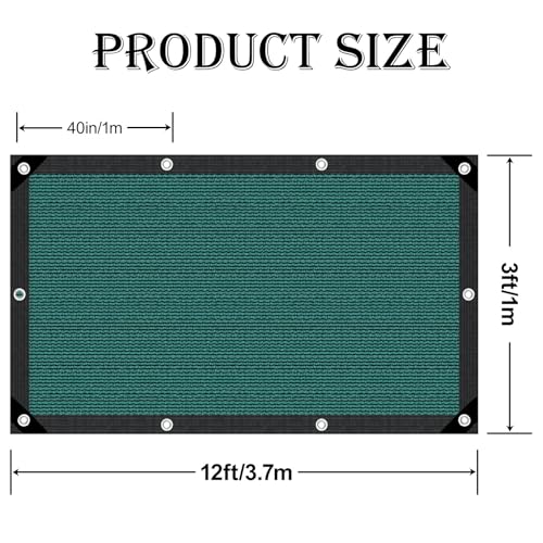 Garden Shade Cloth 80% Sun Shade Cloth with Grommets,Pergola Shade Cover Canopy,Mesh Tarp Sun Screens for Patio,Outdoor,Garden,Backyard[Green 3×12FT] - size: 3×12FT