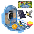 Bird Feeder with Camera, AI Recognition, Bird Bath, Solar Powered | Capture stunning 2K video, enjoy solar charging, bird bath design, night vision, smart app alerts and motion detection. - color: Blue, size: With BirdBath