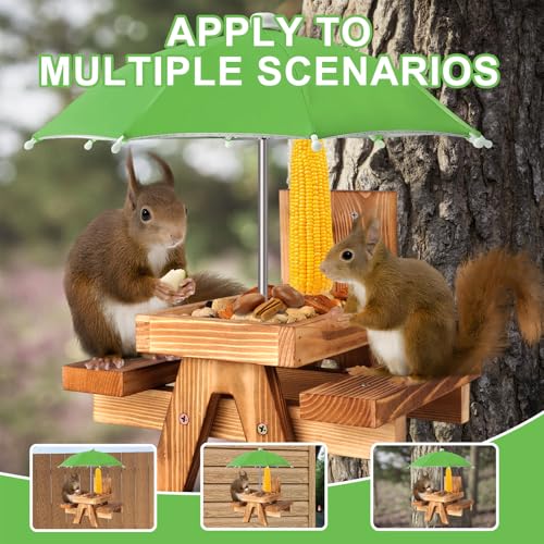 Gnodary Squirrel Feeder with Umbrella, Squirrel Feeders for Outside, Squirrel Picnic Table Feeder - Chipmunk Feeder Hold Corn, Corn Cob, Peanuts (Green) - color: Green