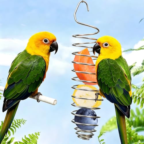1 Pack Small Bird Millet Spray Holder & Snack Feeder - Hanging Parrot Treat Stand with Cuttlebone & Mineral Block for Beak Exercise, Metal Cage Accessories for Small Parrots & Parakeets Gifts