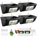 4 Pack Goat Feeders Hanging, 4.5 Quart Black Chicken Feeder, Rabbit Feeders | Feed Buckets for Horses with Clips Hanging Fence Feeders, Duck Feeder, Chicken Water Feeder, Poultry Feeding Trough - color: black