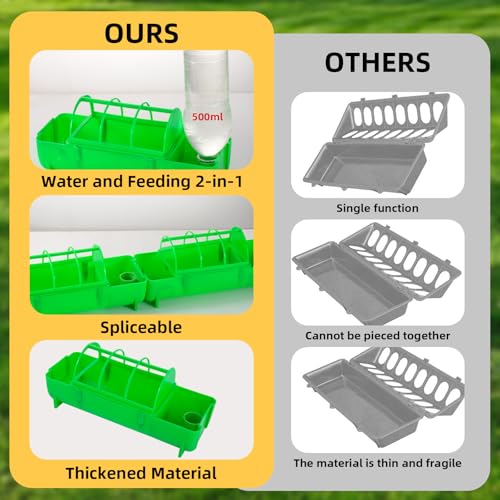 4PCS 2-in-1 Chicken Feeder and Waterer Set No Waste | Spliceable No Waste Quail Feeder, Automatic Waterer,Chick Feeder,Chick Coop Accessories for Chicken, Ducks, Quail and Pigeons - color: Green