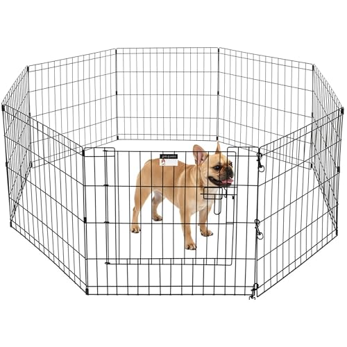 Puppy Playpen - Foldable Metal Exercise Enclosure with Eight 24-Inch Panels - Indoor/Outdoor Fence for Dogs, Cats, or Small Animals by PETMAKER - size: 24" X 24"