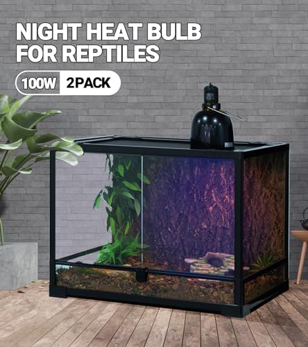 REPTI ZOO 2Pack Reptile Heat Lamp 100W Reptile Night Heat Bulb Night Heat Lamp Without UVA for Turtle Bearded Dragon Gecko Lizard and Snake E26/E27 Purple