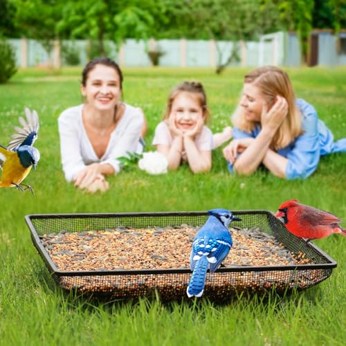 Ground Bird Feeder Tray 11x11 Inches, Metal Platform Mesh Seed Tray for Bird Feeders, Great Attracting Garden Yard Decoration for Wild Birds Squirrels Dove,1 Pack - size: 11x11 inches (1 pack)