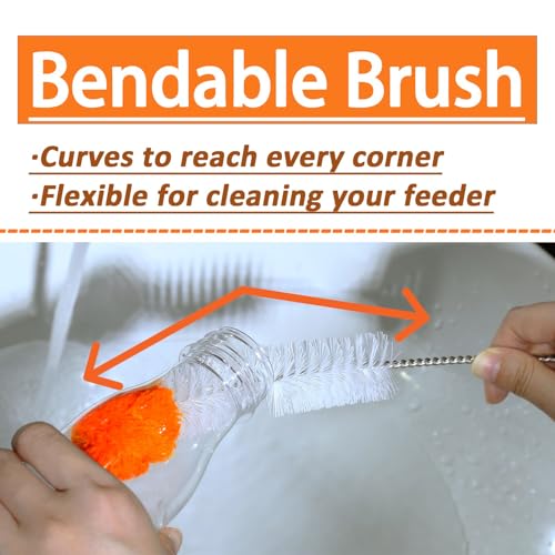 Hummingbird Feeder Cleaner Brush, Versatile Bendable Cleaning Brushes for Various Size Water Bottles, Gentle Bristles with Soft Tip, Stainless Steel 304 for Cleaning, 10.24 in/26 cm