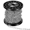 50ft Galvanized Steel Hanging Jack Chain 1/16" Silver Metal Link Chain Roll Spool for Light Fixture, Overhead Lights, Artworks, Bird Feeders, Dog Leashes, Signs, DIY Projects(1.5mm with Spool)