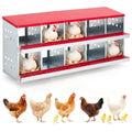Chicken Nesting Box, 2-Tier 10 Compartments Metal Poultry Nest Box, Hen Laying Box, with Perch & Ventilation Holes, for Backyard Chicken Coops Home Poultry Raising - size: 63.0"L x 18.9"W x 28.0"H