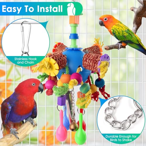 KATUMO Parrot Toys, Parakeet Foraging Shredder Hanging Toys Bird Ball Treats for Conure Mini Macaw Cockatiel Lovebird Small-Medium Birds - style: Blue