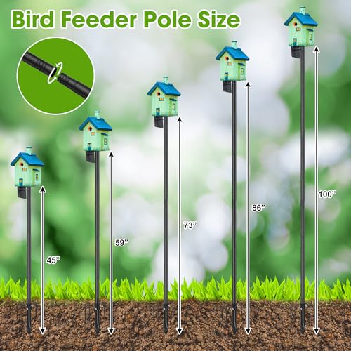 Bird House Pole for Outdoor, 85 Inch Heavy Duty Bird Feeder Pole with 5-Prong Base,1 Inch Diameter Bird Feeder Stand for Yard Garden Patio Watching (Without Bird House) - size: 85"